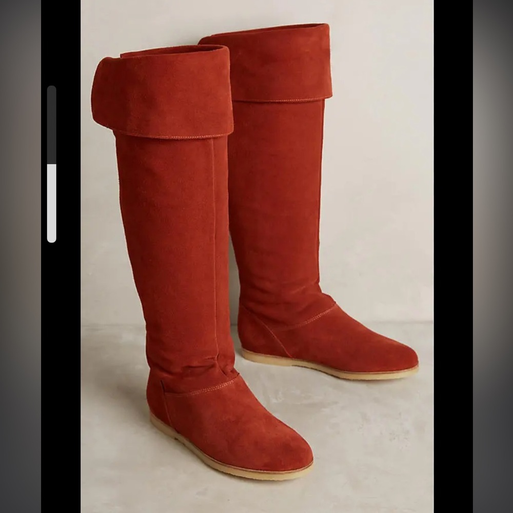 KMB Anthropologie Knee High Suede Flat Boot Size 39 New in Box.